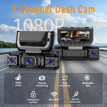 360 Degree View 4 Channel Dash Camera