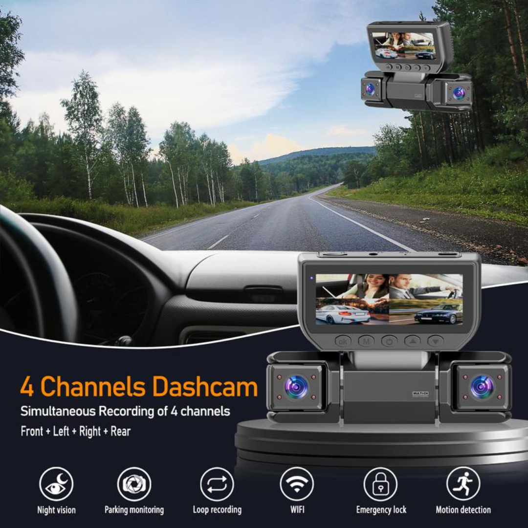 360 Degree View 4 Channel Dash Camera