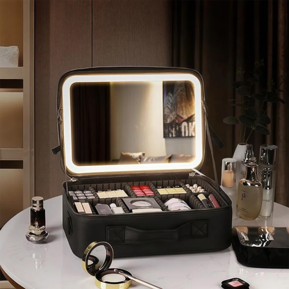 Travel Makeup Bag with LED mirror