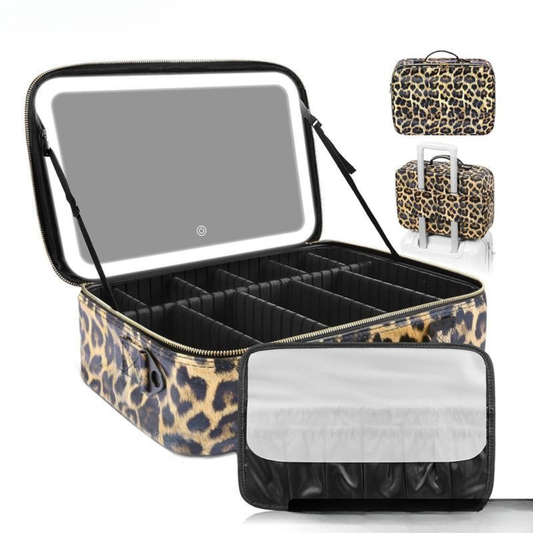 Travel Makeup Bag with LED mirror