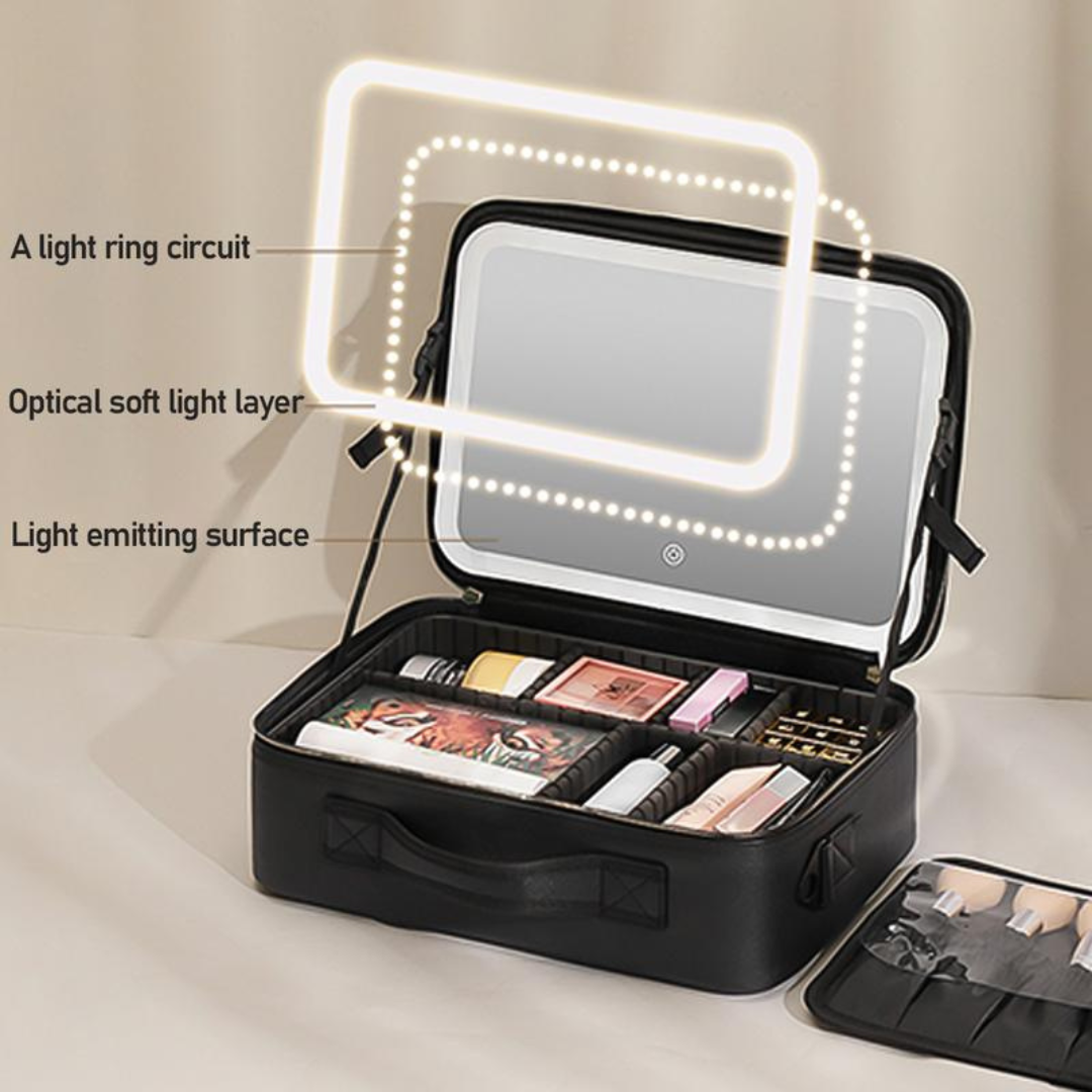 Travel Makeup Bag with LED mirror