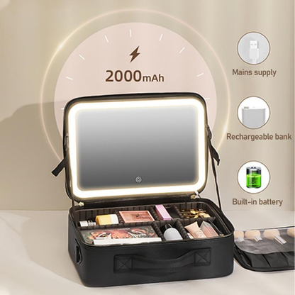 Travel Makeup Bag with LED mirror