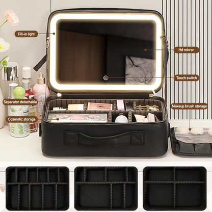 Travel Makeup Bag with LED mirror